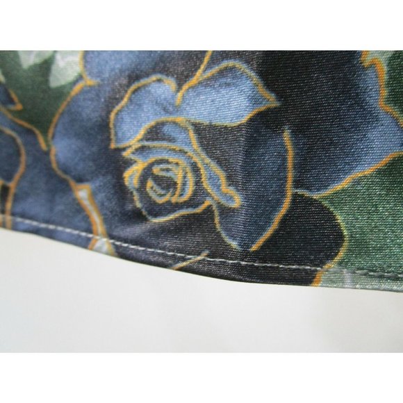 Green Satin Blue Roses Lace Chiffon Trim Negligee Medium Secret Treasures EUC - Picture 6 of 12